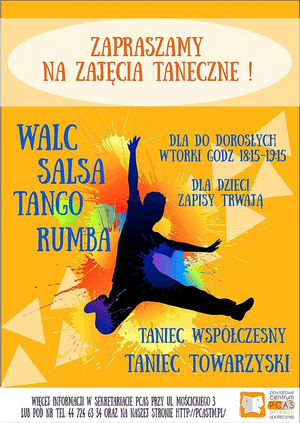 Zaproszenie do udziału z zajęciach tanecznych w PCAS