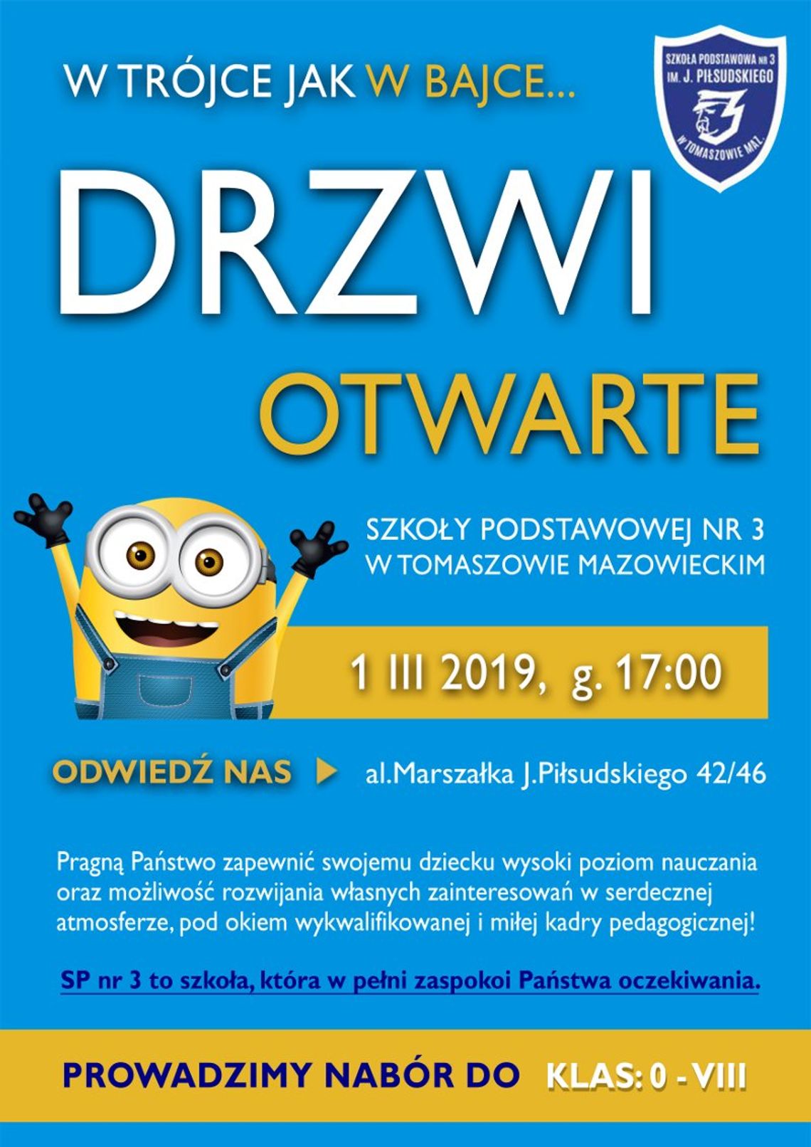 Zaproszenie na dni otwarte w Szkole Podstawowej nr 3