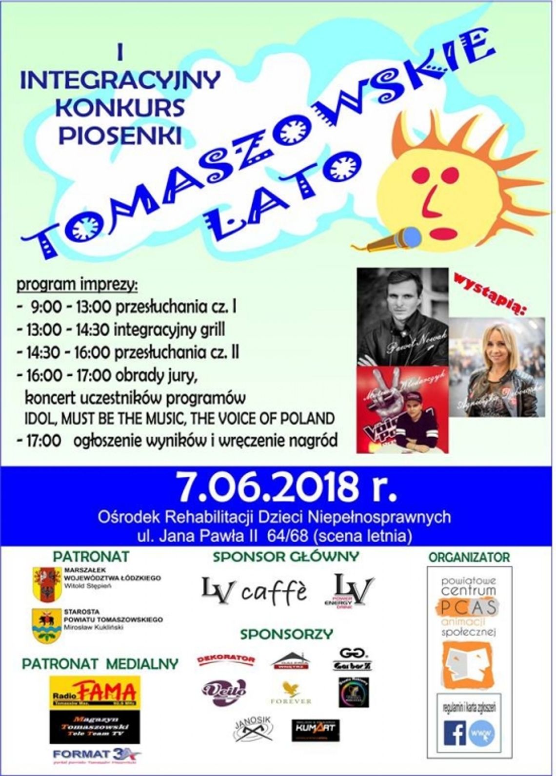 Zaproszenie na  I Integracyjny Konkurs Piosenki "Tomaszowskie Lato 2018"