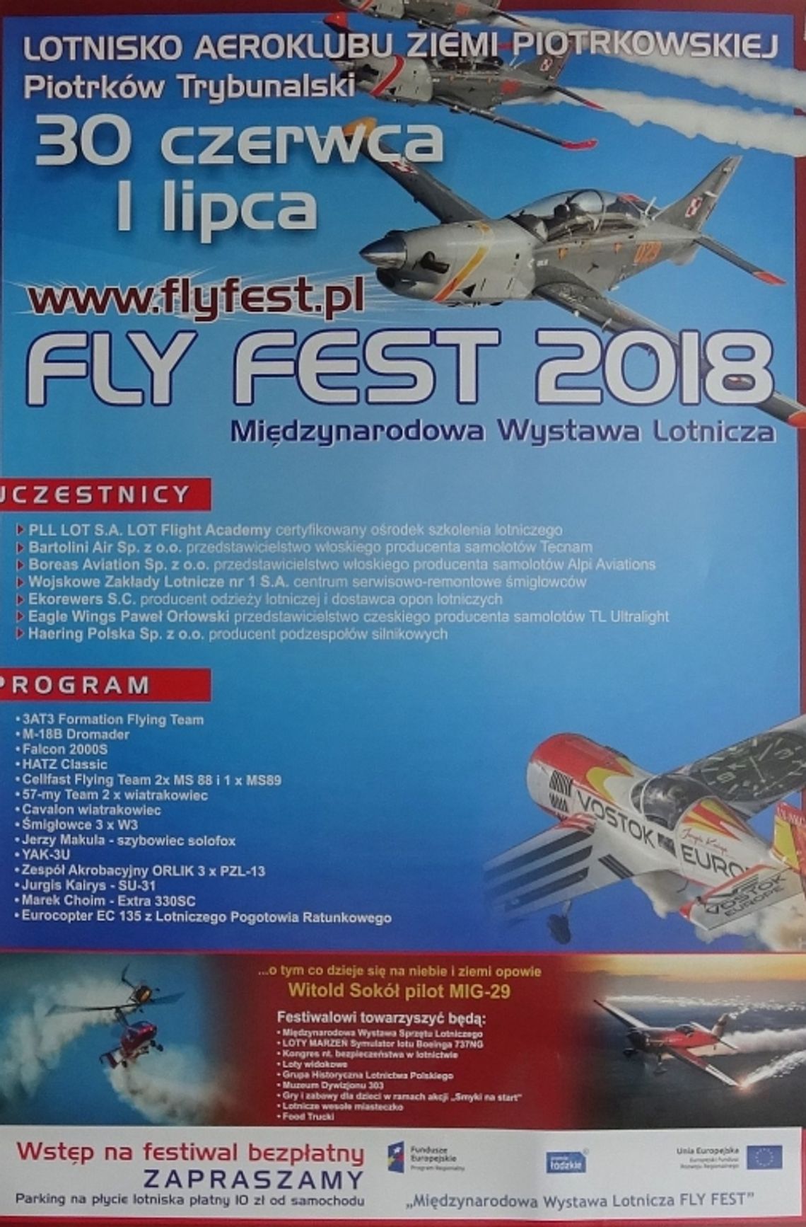 Zaproszenie na Międzynarodowa Wystawę Lotniczą Fly Fest 2018