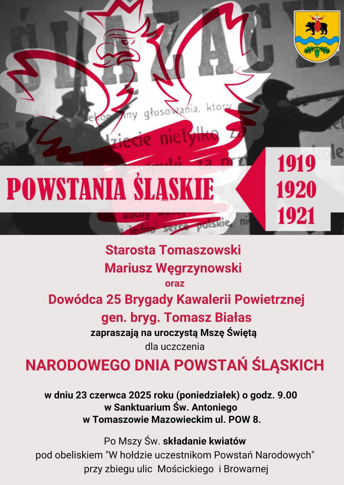 Zaproszenie na obchody Narodowego Dnia Powstań Śląskich