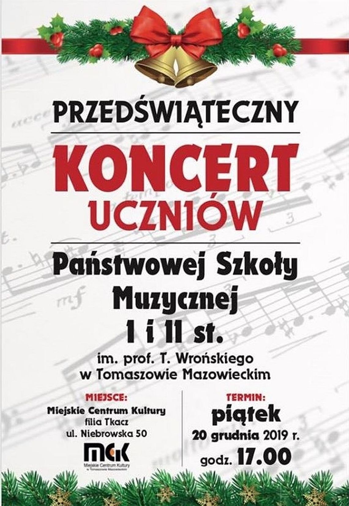 Zaproszenie na przedświąteczny koncert w MCK-u