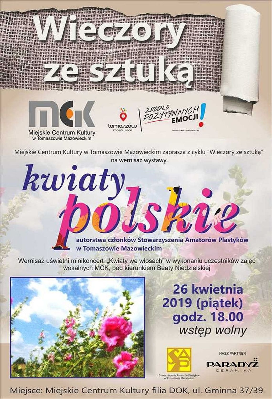 Zaproszenie na wernisaż wystawy "Kwiaty polskie"