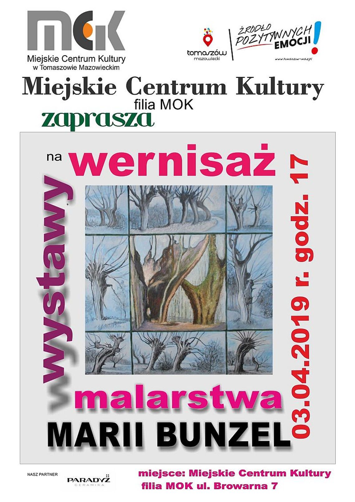 Zaproszenie na wernisaż wystawy Marii Bunzel