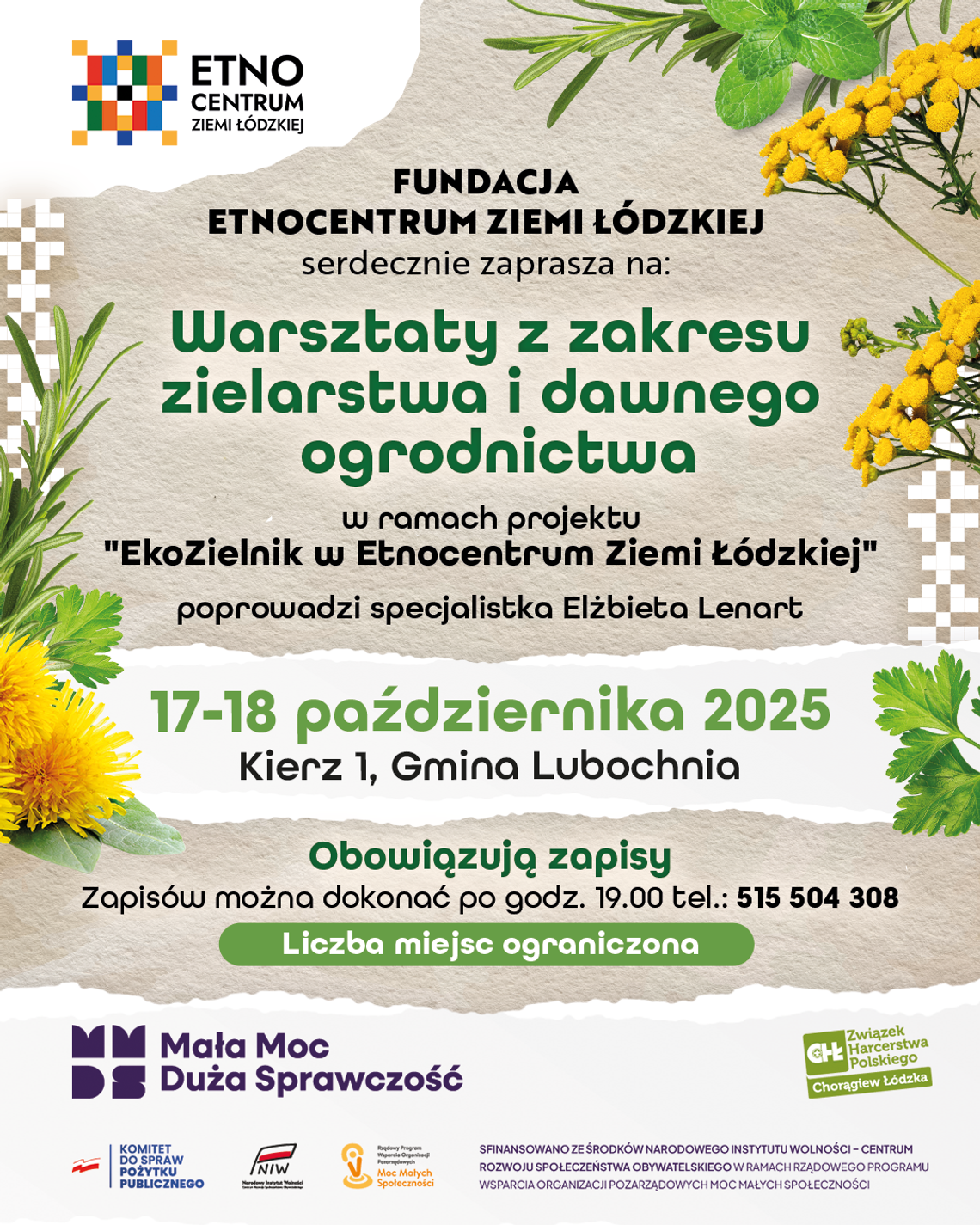 Zielarstwo i dawne ogrodnictwo: warsztaty 17–18 X 2025 Zielarstwo i dawne ogrodnictwo: warsztaty 17–18 X 2025