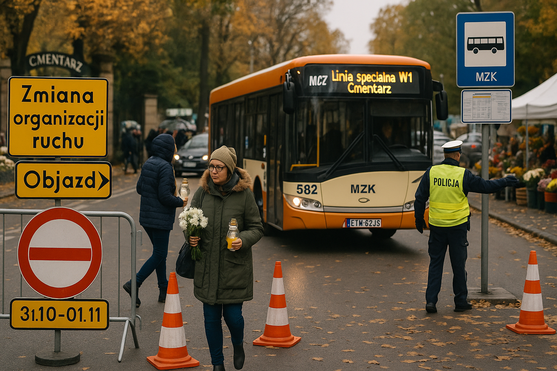 Zmiana organizacji ruchu przy cmentarzach i dodatkowe linie MZK we Wszystkich Świętych Zmiana organizacji ruchu przy cmentarzach i dodatkowe linie MZK we Wszystkich Świętych