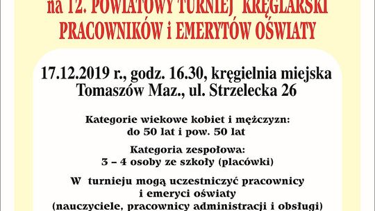 12. Powiatowy Turniej Kręglarski Pracowników i Emerytów Oświaty