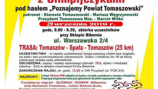Już w niedzielę, 29 września 2019,  Rajd  z Olimpijczykami 
