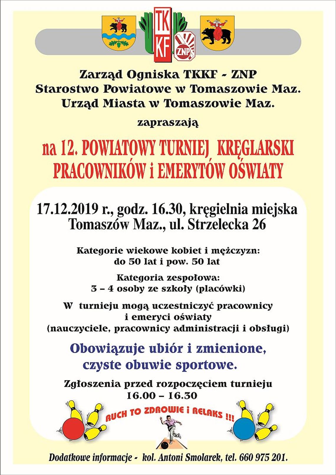 12. Powiatowy Turniej Kręglarski Pracowników i Emerytów Oświaty