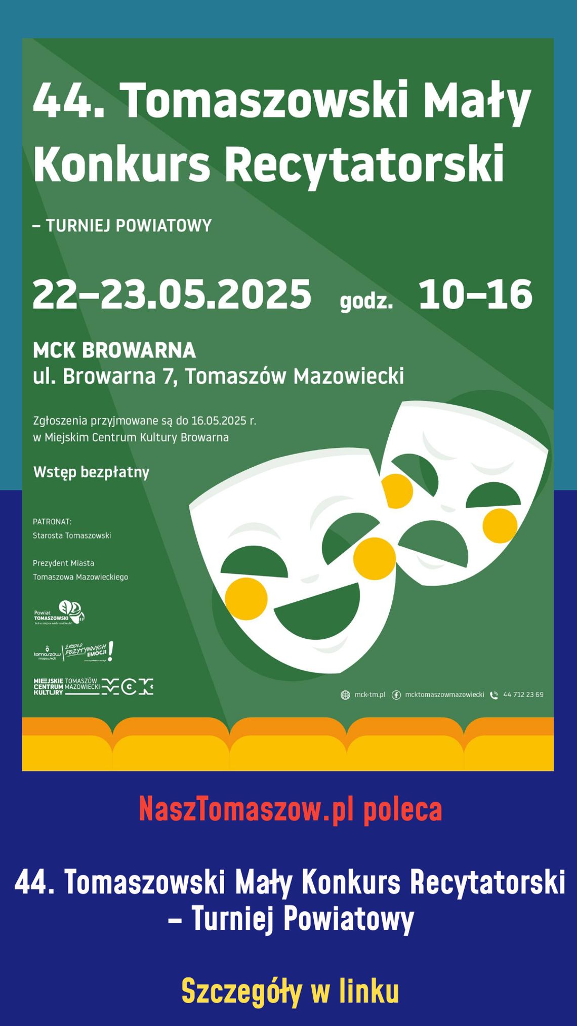 44. Tomaszowski Mały Konkurs Recytatorski – Turniej Powiatowy 44. Tomaszowski Mały Konkurs Recytatorski – Turniej Powiatowy