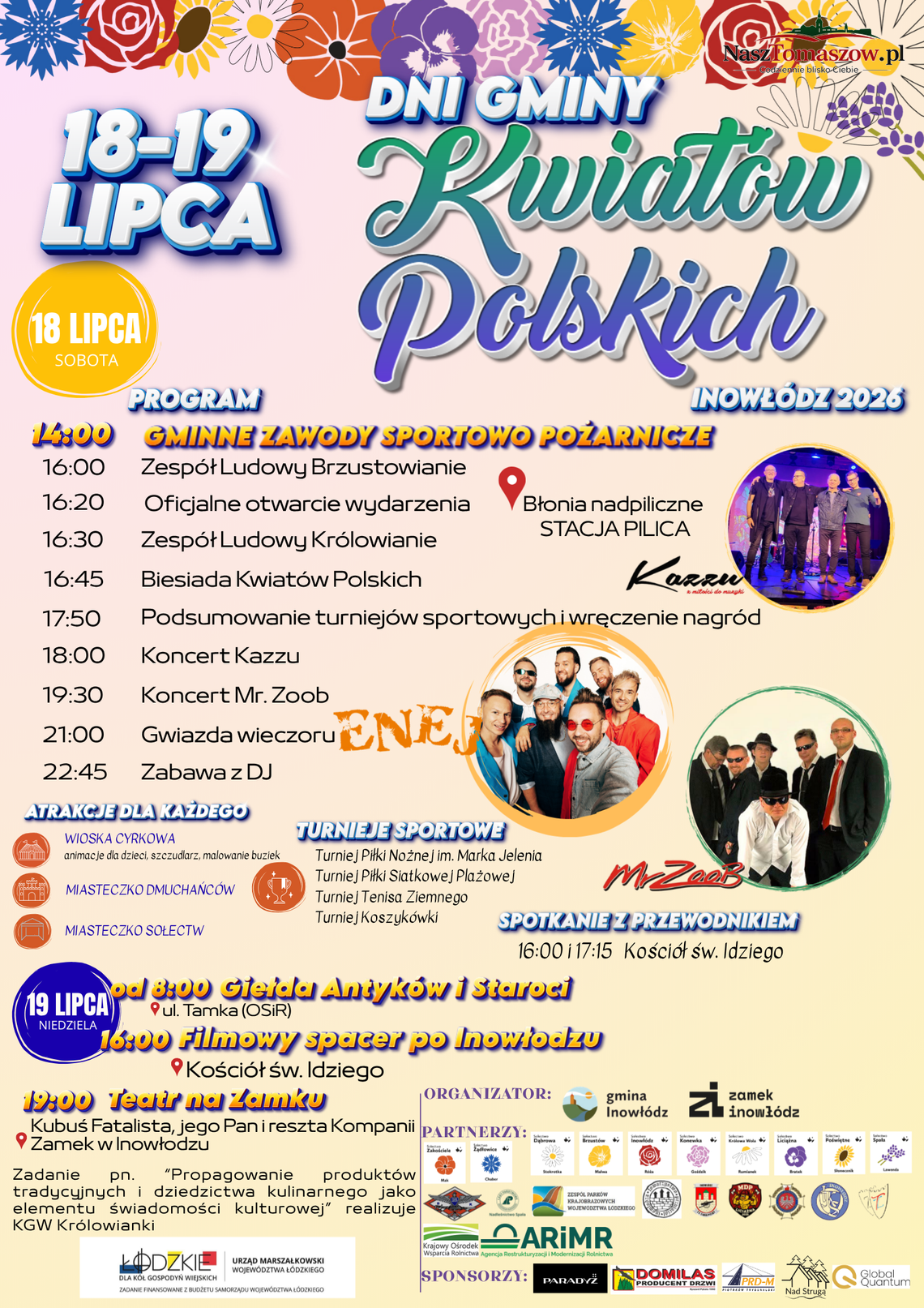Dni Gminy Kwiatów Polskich Plakat wydarzenia Dni Gminy Kwiatów Polskich w Inowłodzu w dniach 18-19 lipca 2026
