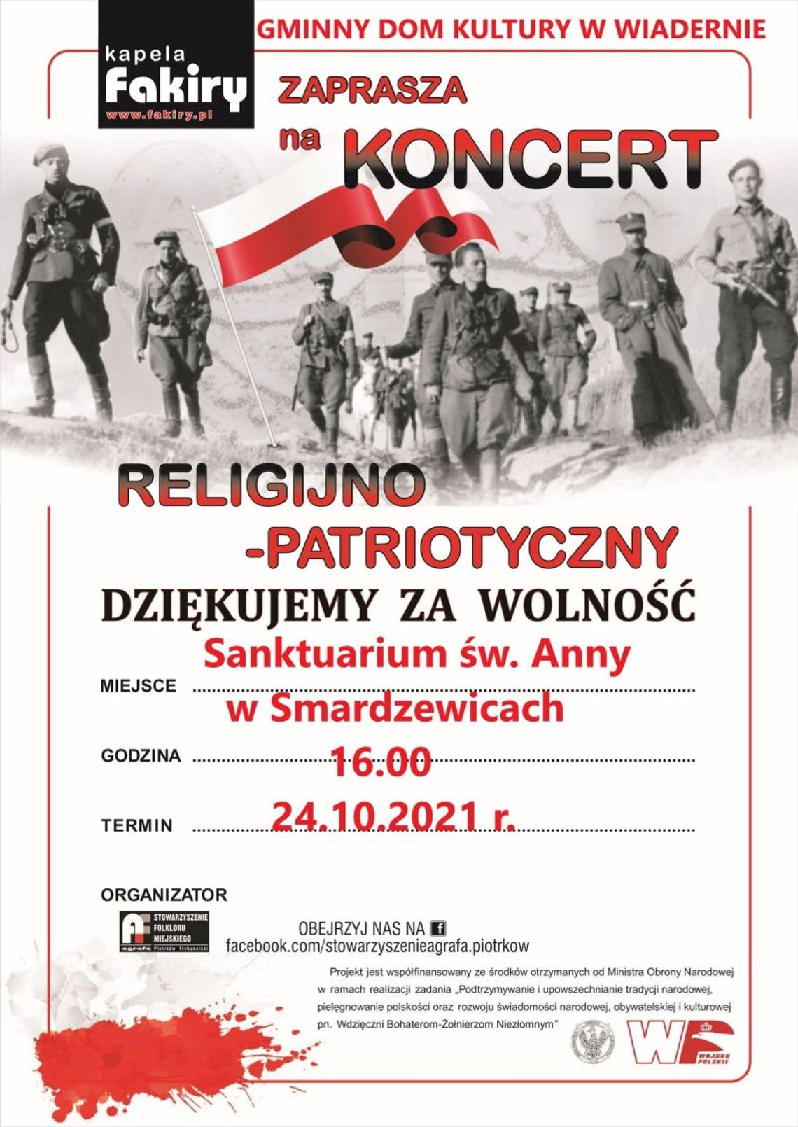 Gminny Dom Kultury w Wiadernie zaprasza na koncert religijno-patriotyczny