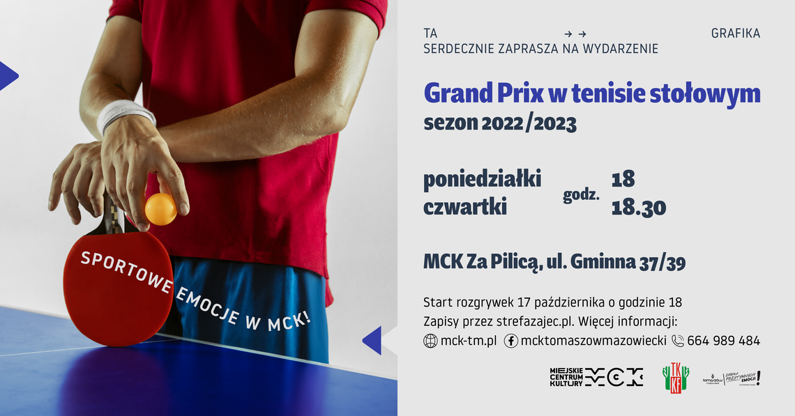 Grand Prix w tenisie stołowym w MCK Za Pilicą Grand Prix w tenisie stołowym w MCK Za Pilicą