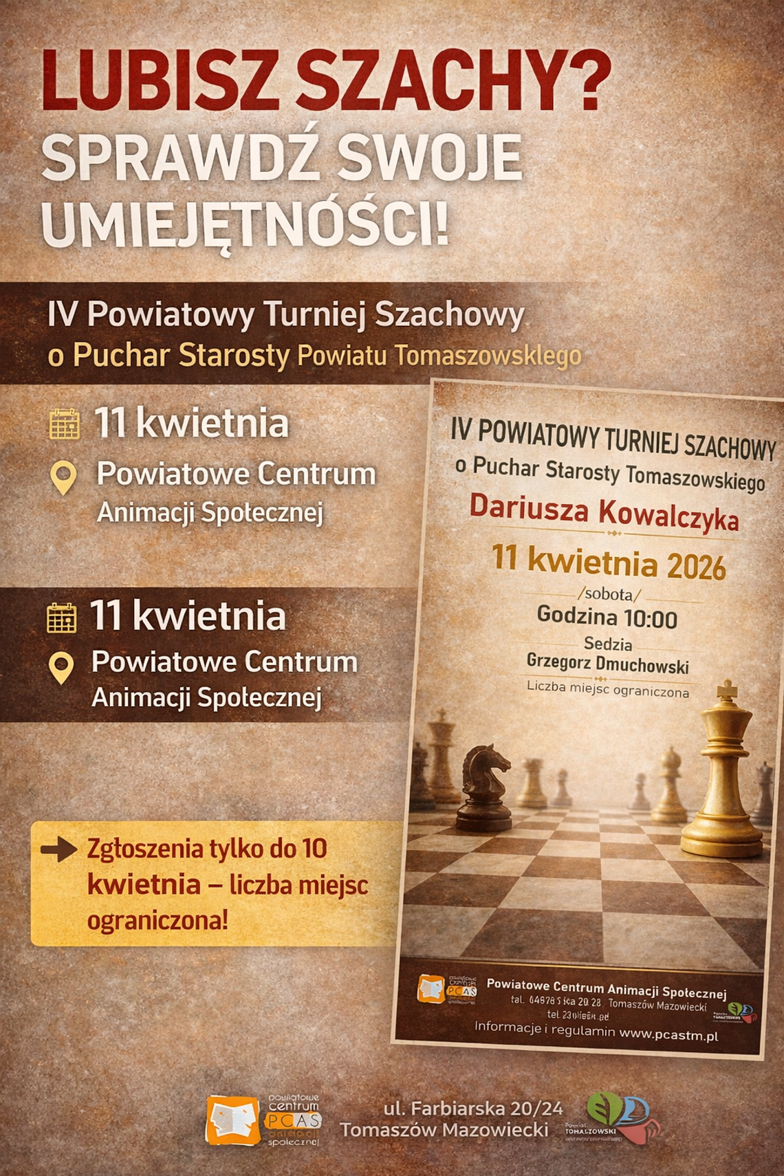 IV Powiatowy Turniej Szachowy o Puchar Starosty Powiatu Tomaszowskiego