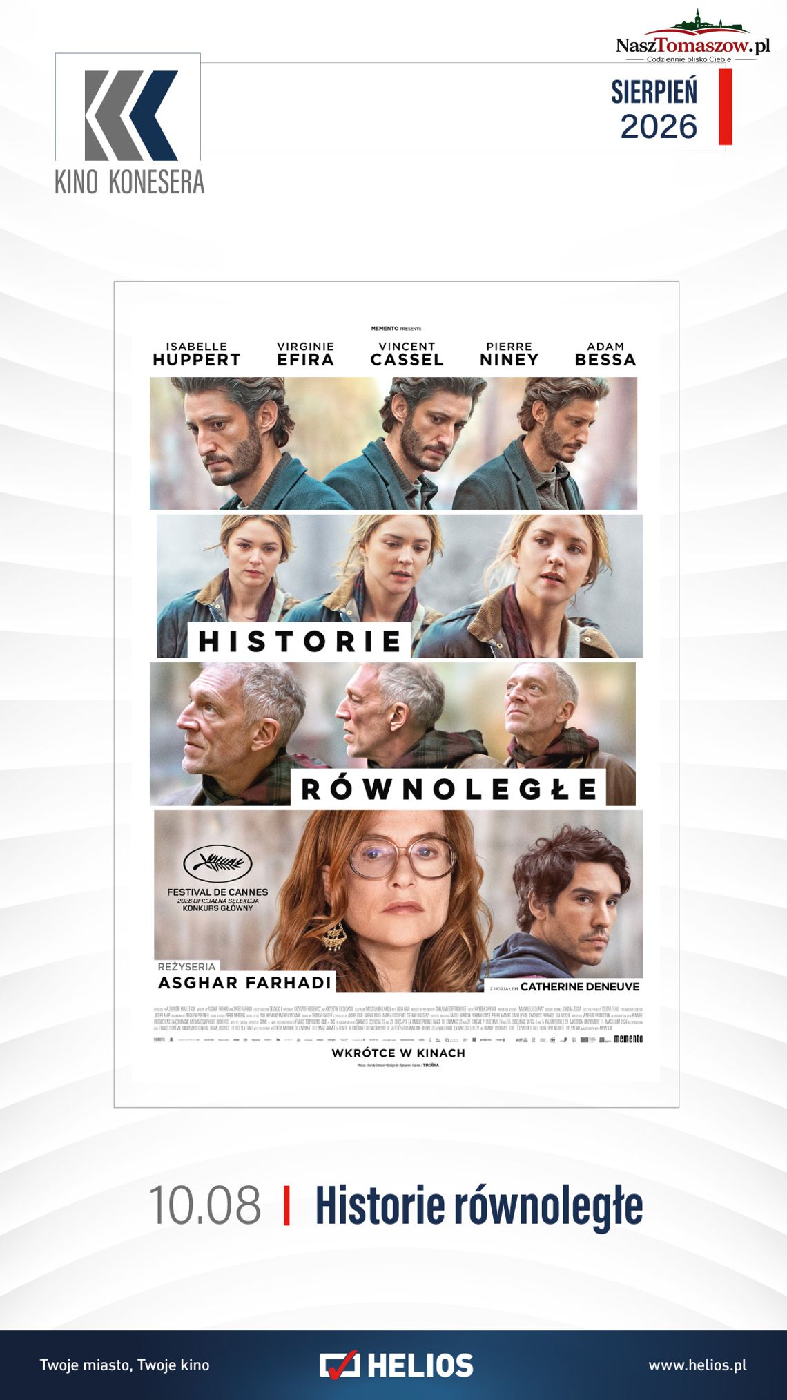 Kino Konesera: Historie równoległe Plakat Kina Konesera zapowiadający seans filmu Historie równoległe 10 sierpnia 2026