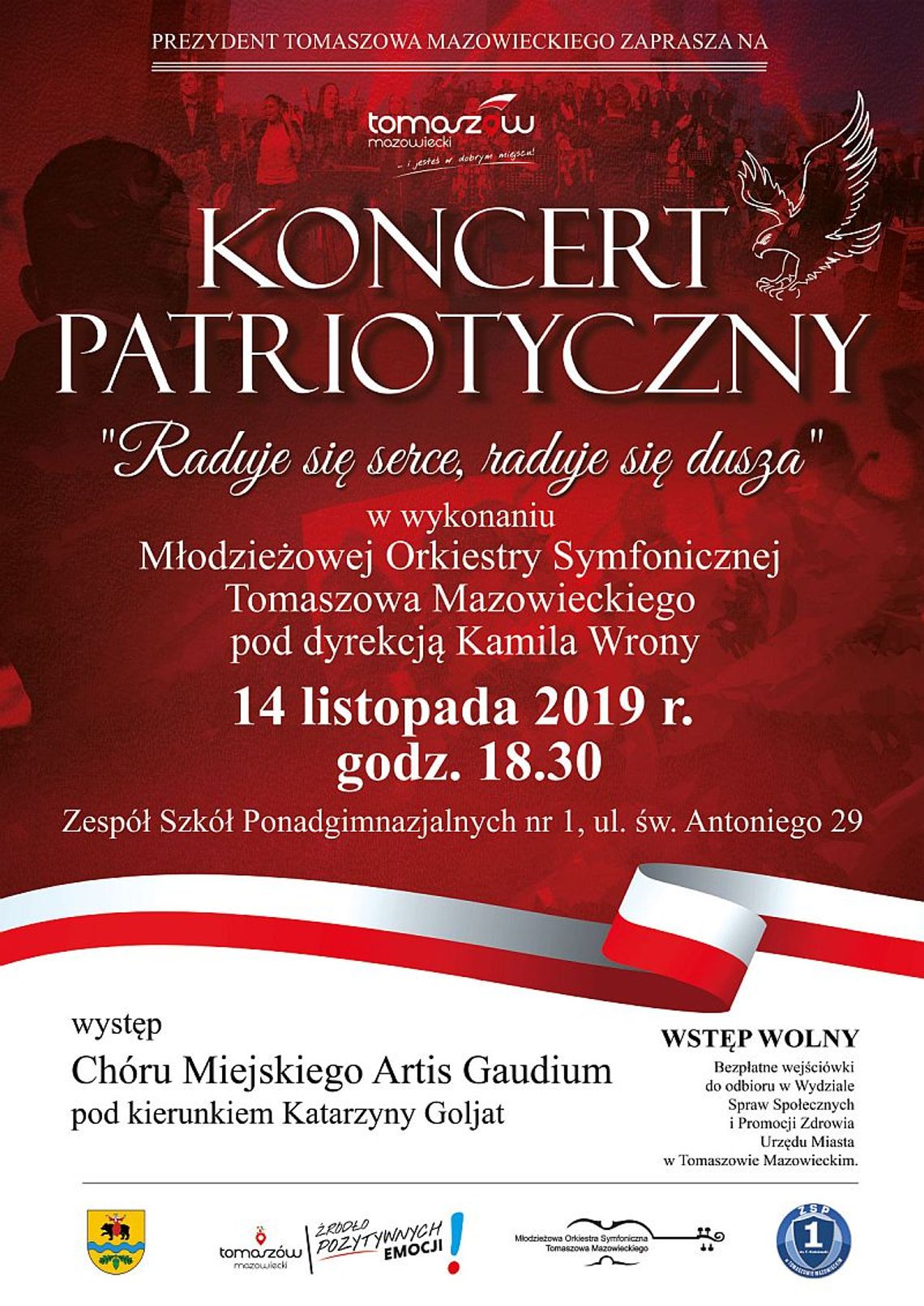 Koncert patriotyczny „Raduje się serce, raduje się dusza” w wykonaniu Młodzieżowej Orkiestry Symfonicznej Tomaszowa Mazowieckiego    