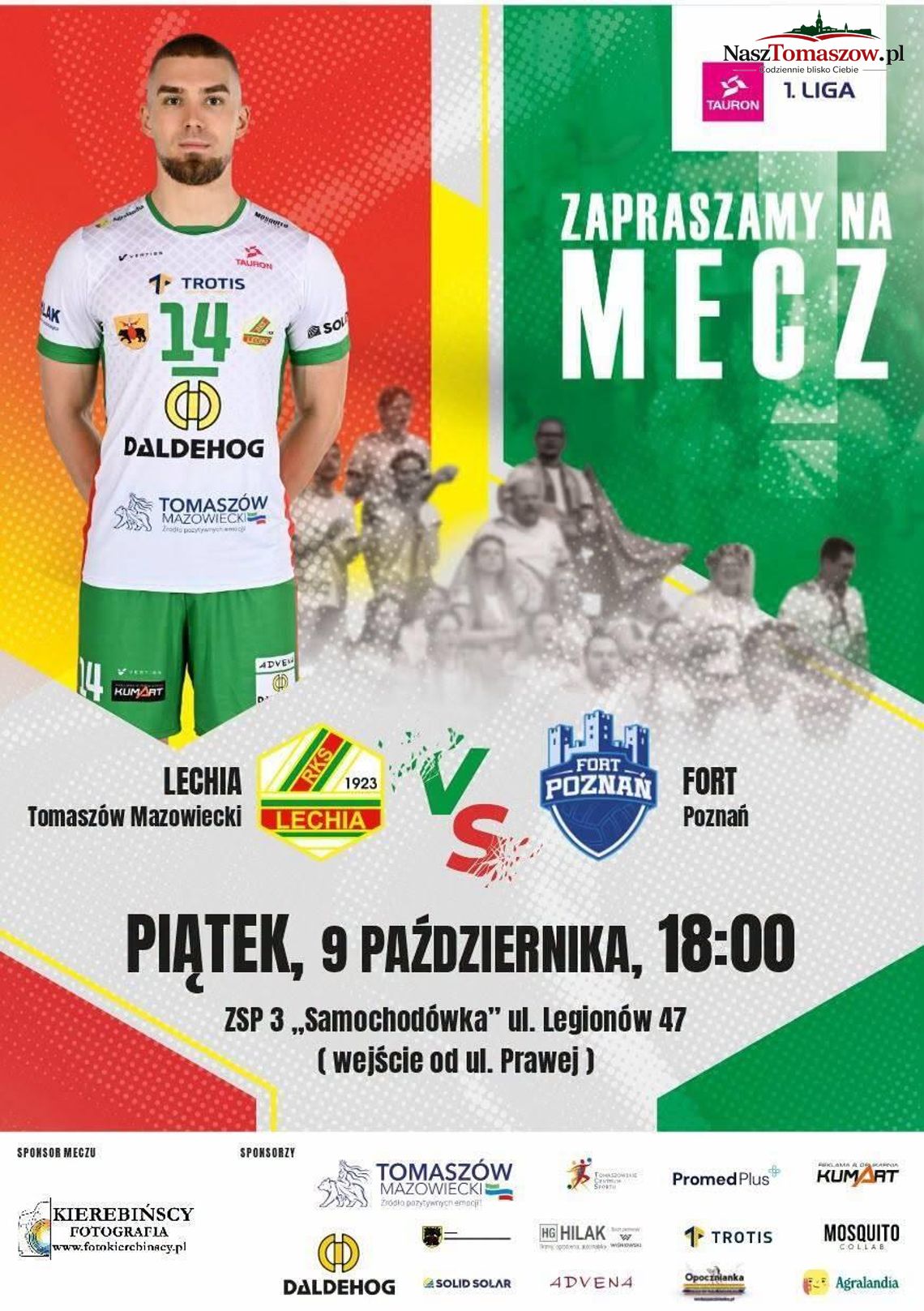 Lechia Tomaszów Mazowiecki vs Fort Poznań Plakat zapraszający na mecz Lechia Tomaszów Mazowiecki kontra Fort Poznań w 1. Lidze