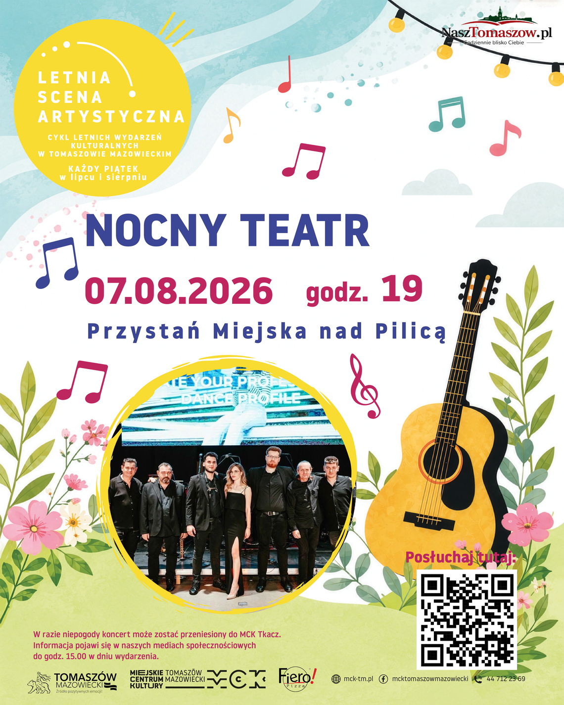 Plakat wydarzenia Nocny Teatr w ramach Letniej Sceny Artystycznej w Tomaszowie Mazowieckim