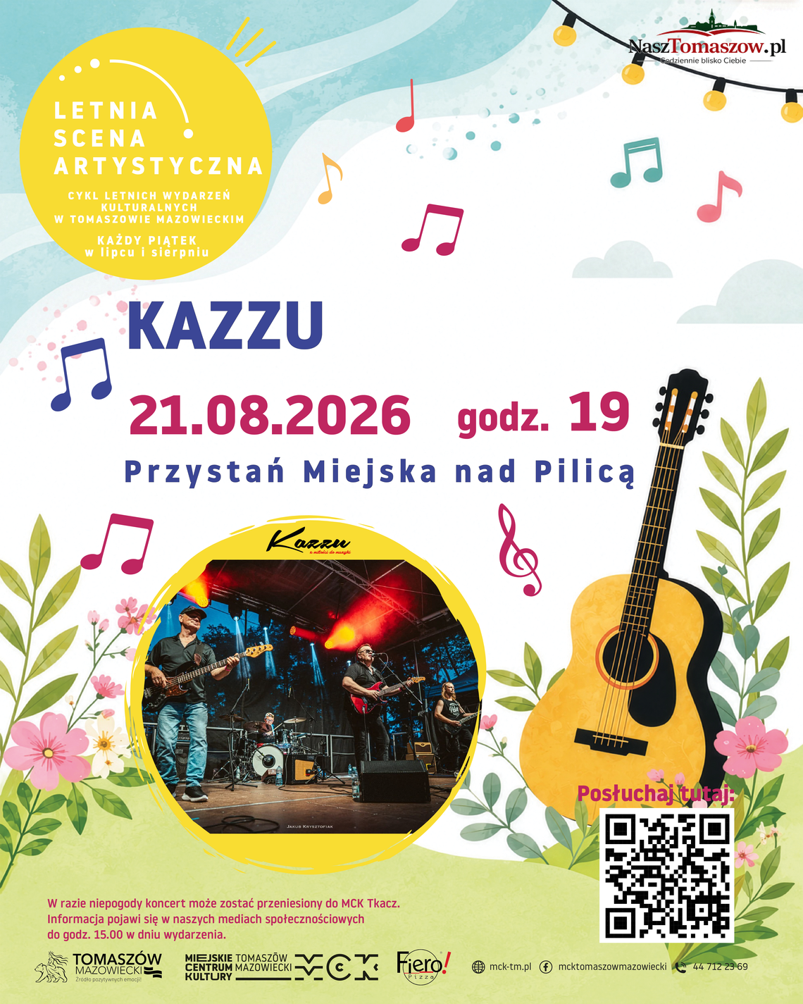 Plakat koncertu KAZZU w ramach Letniej Sceny Artystycznej w Tomaszowie Mazowieckim