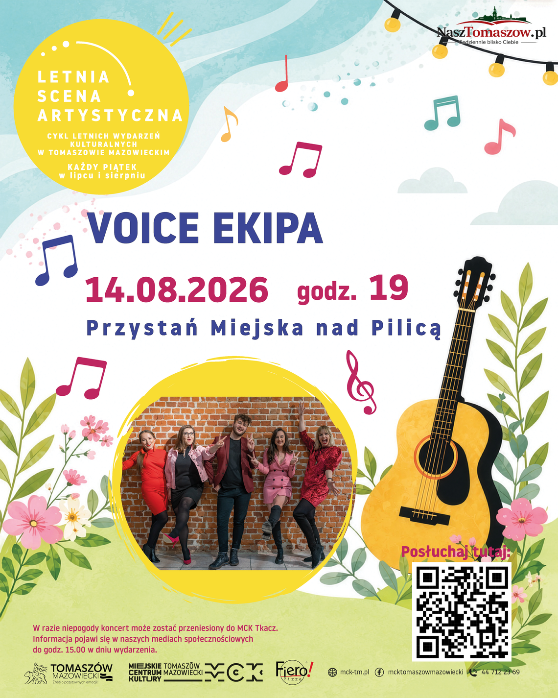 Letnia Scena Artystyczna: Voice Ekipa Plakat koncertu Voice Ekipa w ramach Letniej Sceny Artystycznej w Tomaszowie Mazowieckim
