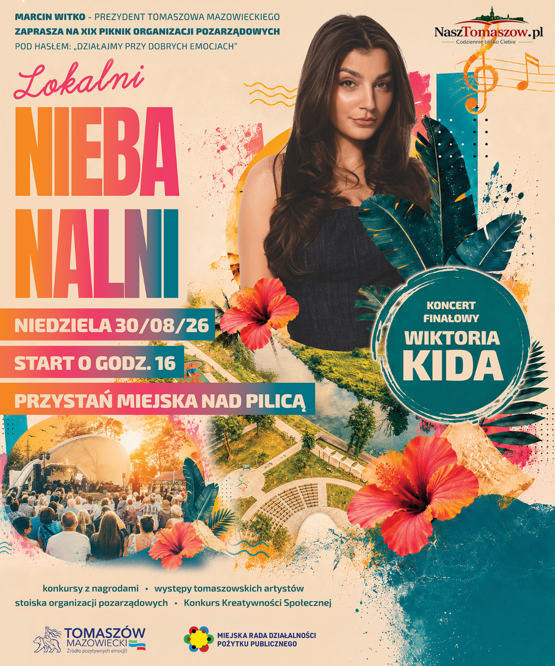 Plakat wydarzenia Lokalni Niebanalni w Tomaszowie Mazowieckim z koncertem finałowym Wiktorii Kida