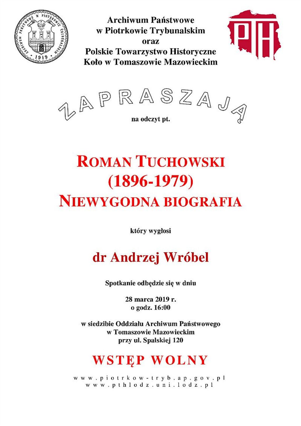 Niewygodna biografia Tuchowskiego - odczyt w Archiwum Państwowym