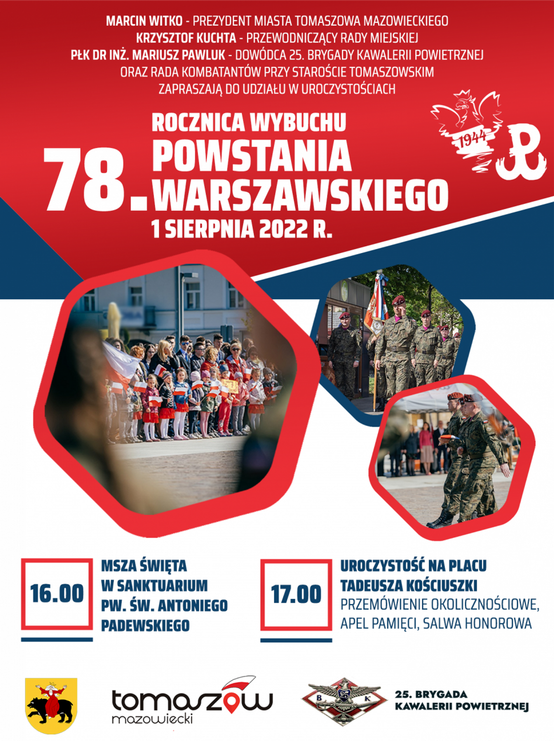 Prezydent Marcin Witko zaprasza do udziału w obchodach 78. rocznicy wybuchu Powstania Warszawskiego, które odbędą się w dniu 1 sierpnia 2022 r. w Tomaszowie Maz. Prezydent Marcin Witko zaprasza do udziału w obchodach 78. rocznicy wybuchu Powstania Warszawskiego, które odbędą się w dniu 1 sierpnia 2022 r. w Tomaszowie Maz.