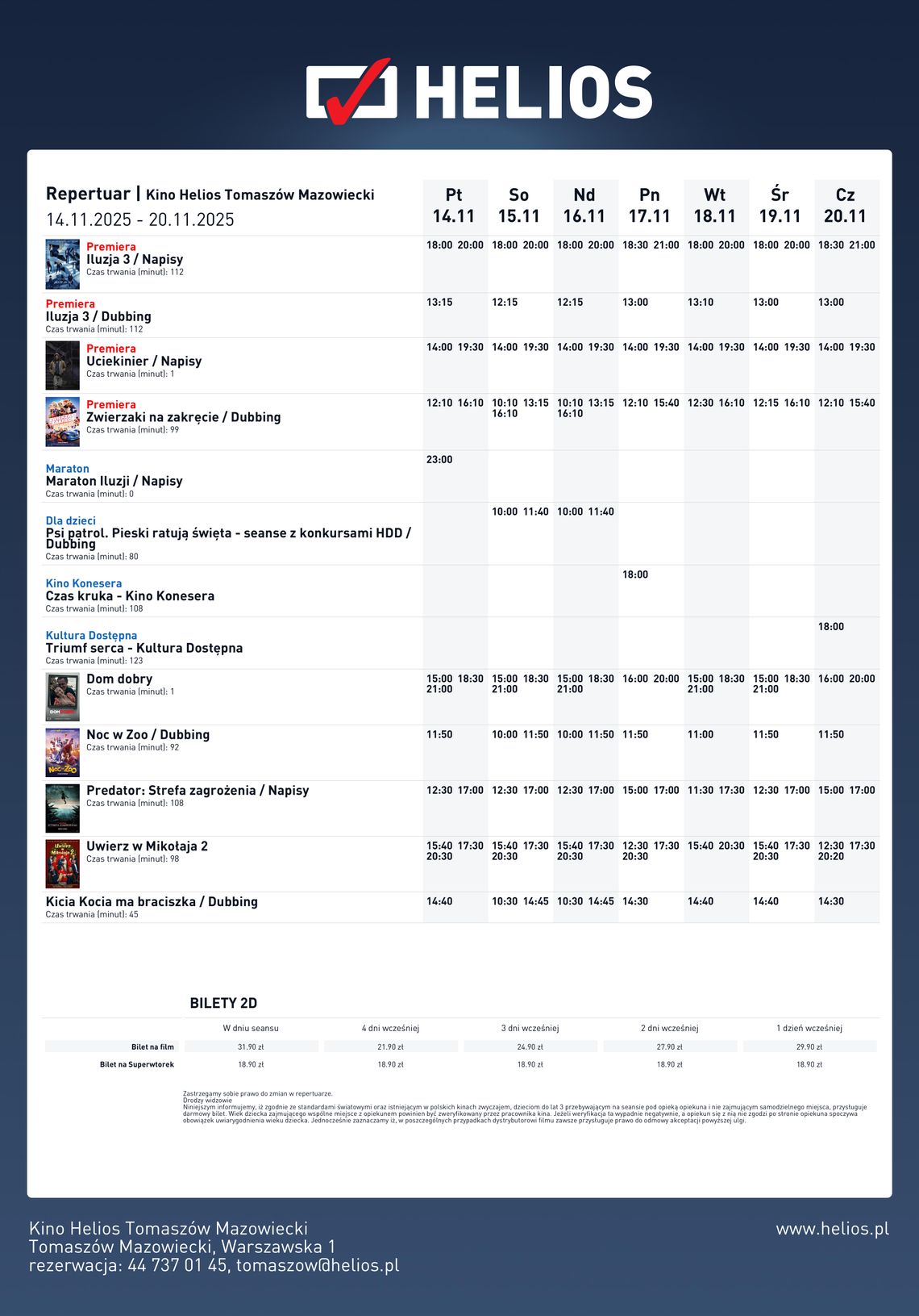 Repertuar kina Helios Repertuar kina Helios