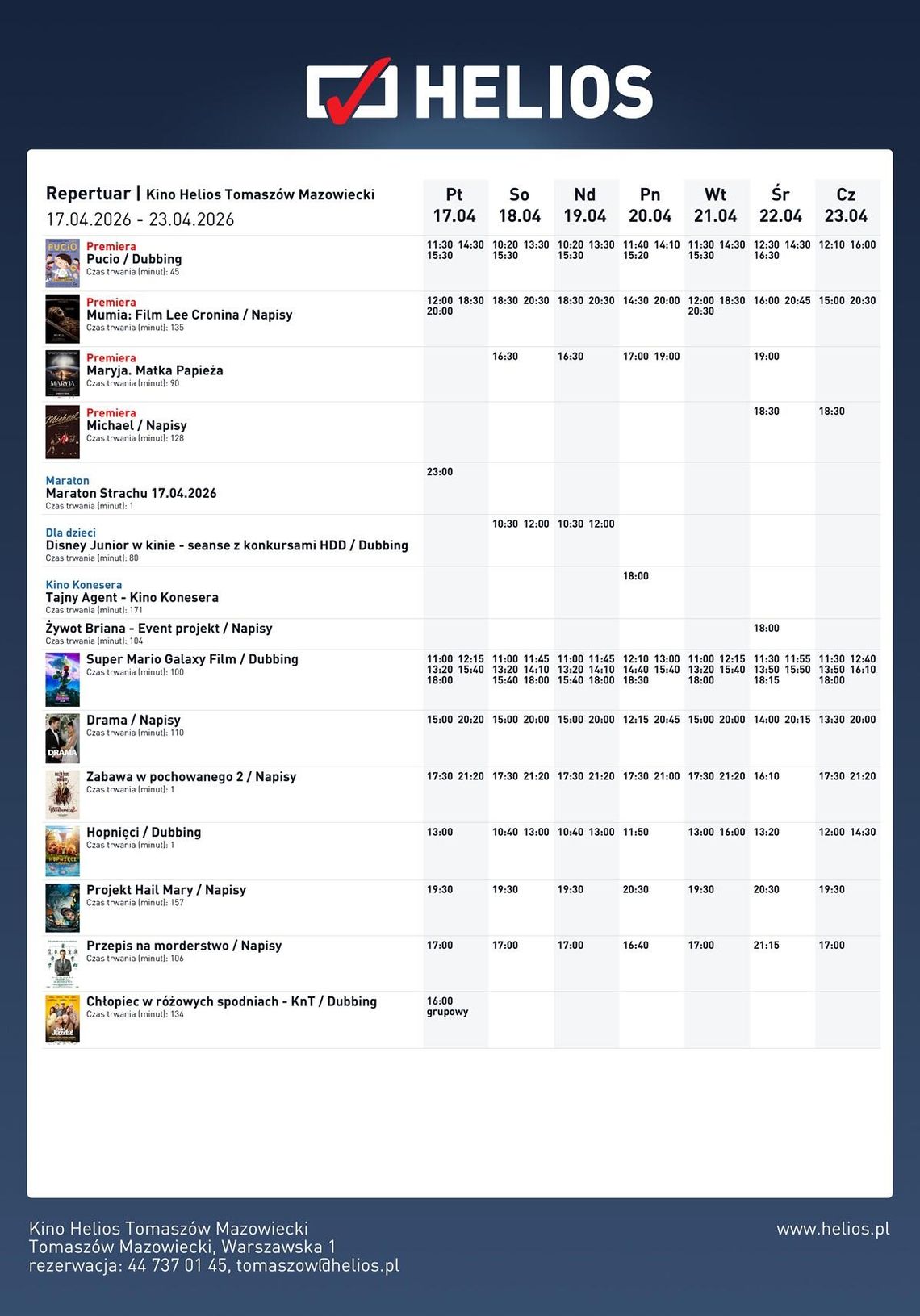 Repertuar kina Helios Repertuar kina Helios