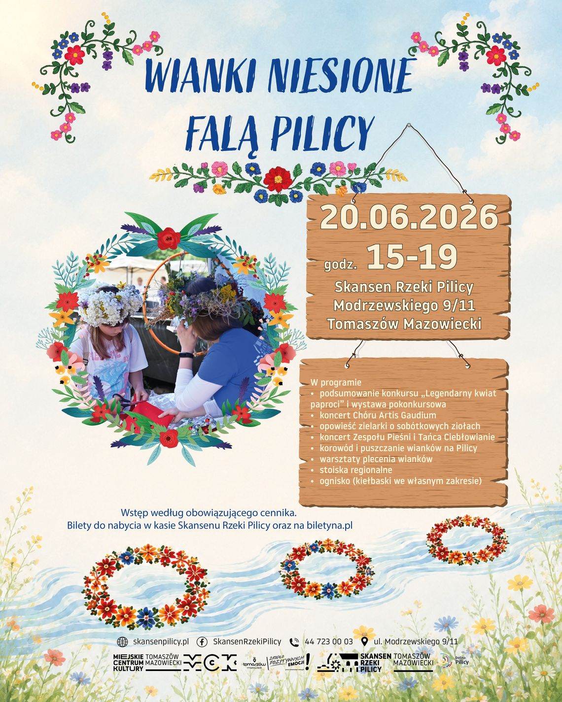 Wianki niesione falą Pilicy
