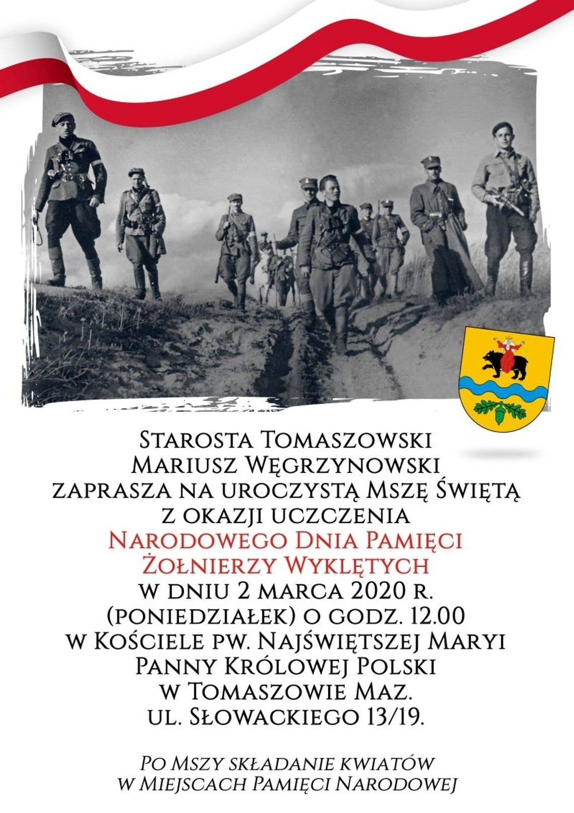 Zaproszenie na obchody z okazji Narodowego Dnia Pamięci Żołnierzy Wyklętych