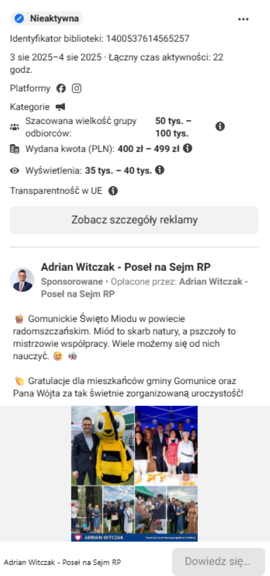 Adrian Witczak - Święto Miodu w Gomunicach