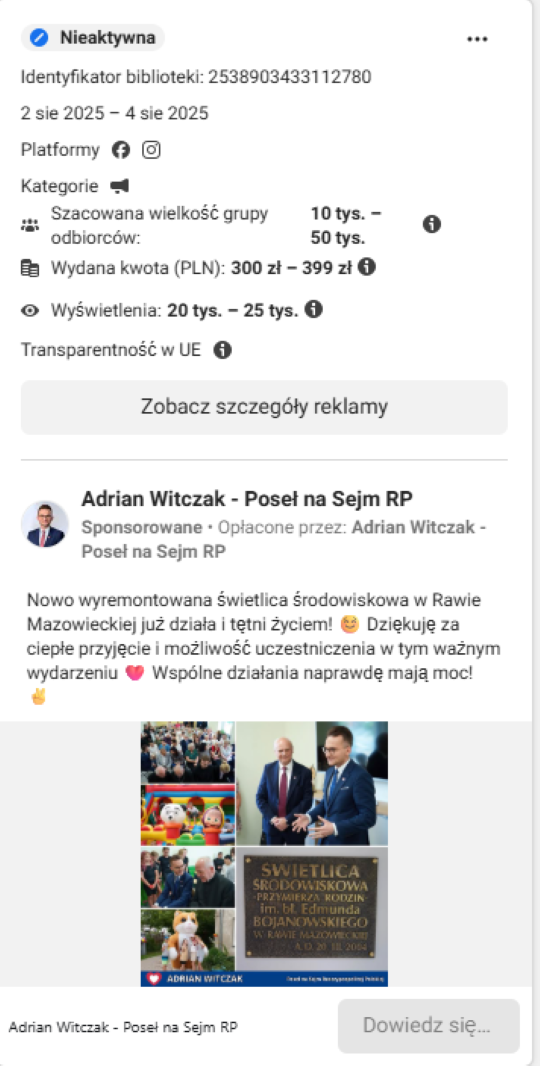 Adrian Witczak - otwarcie świetlicy środowiskowej w Rawie Mazowieckiej