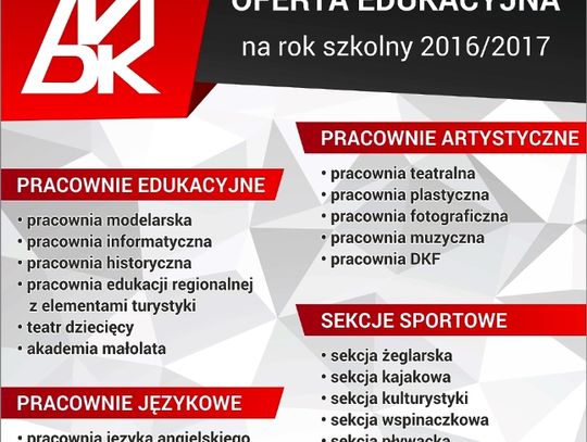 Oferta edukacyjna MDK na rok szkolny 2016/2017