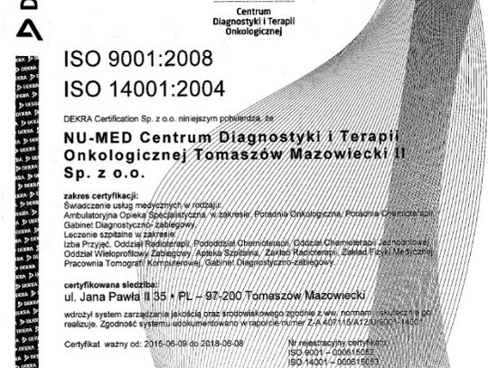 NU-MED CDiTO z certyfikatem ISO