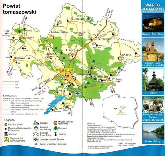 Folder reklamowy przygotowany przez Wydział Informacji Turytycznej i Promocji Starostwa Powiatowego w Tomaszowie Mazowieckim