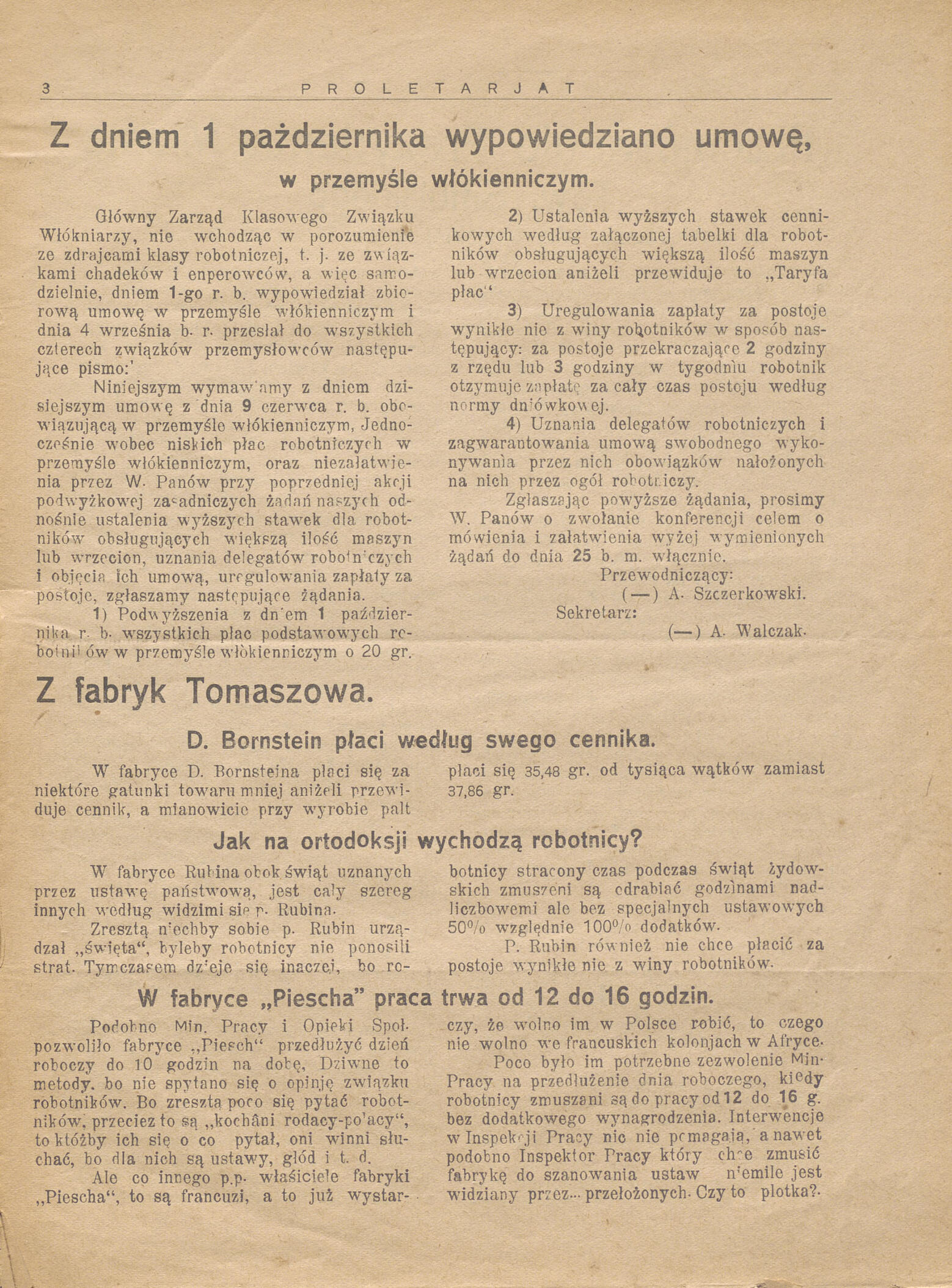 Proletarjat - dwutygodnik Tomaszowski - strona 3
