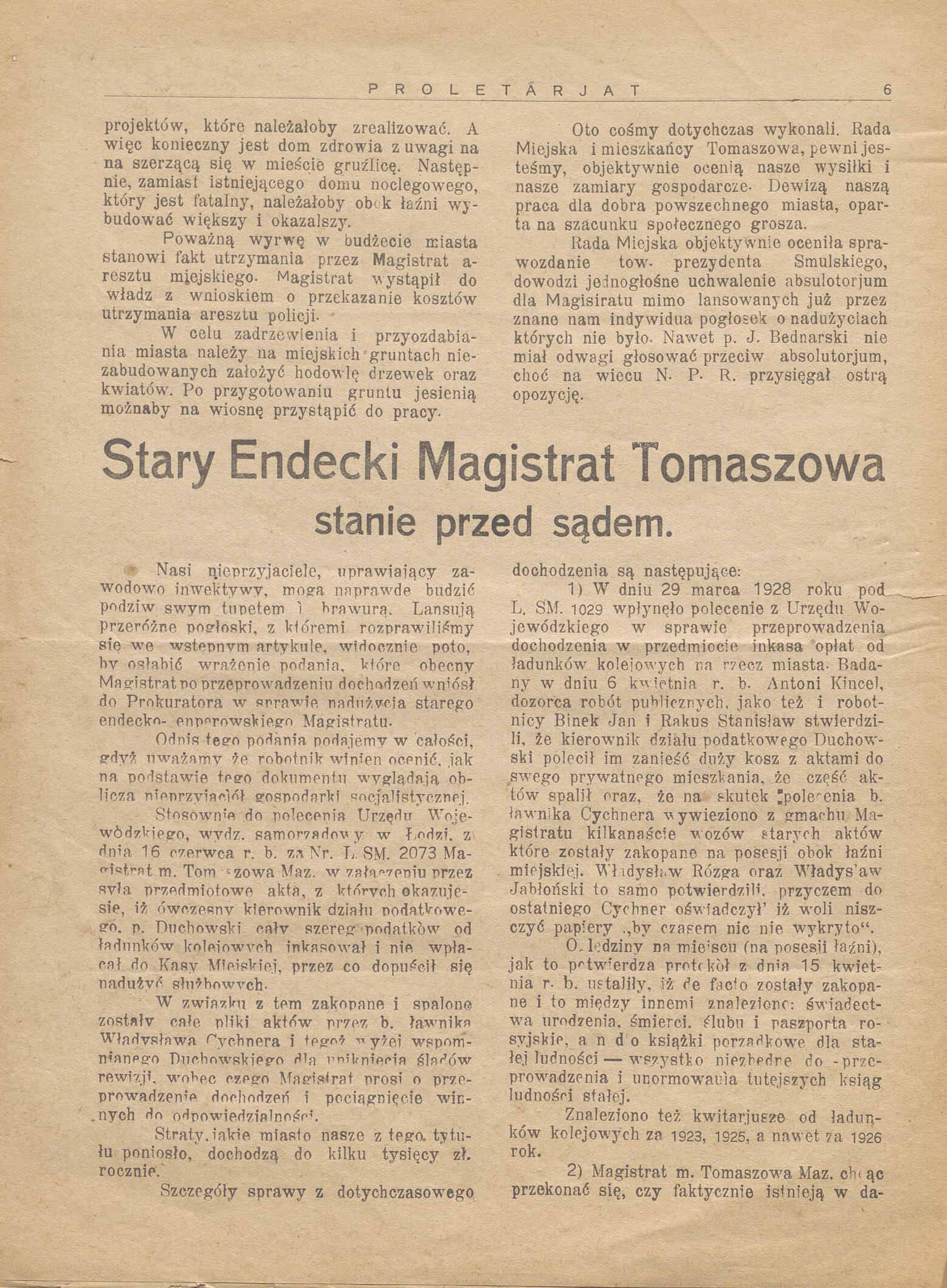 Proletarjat - dwutygodnik Tomaszowski - strona 6