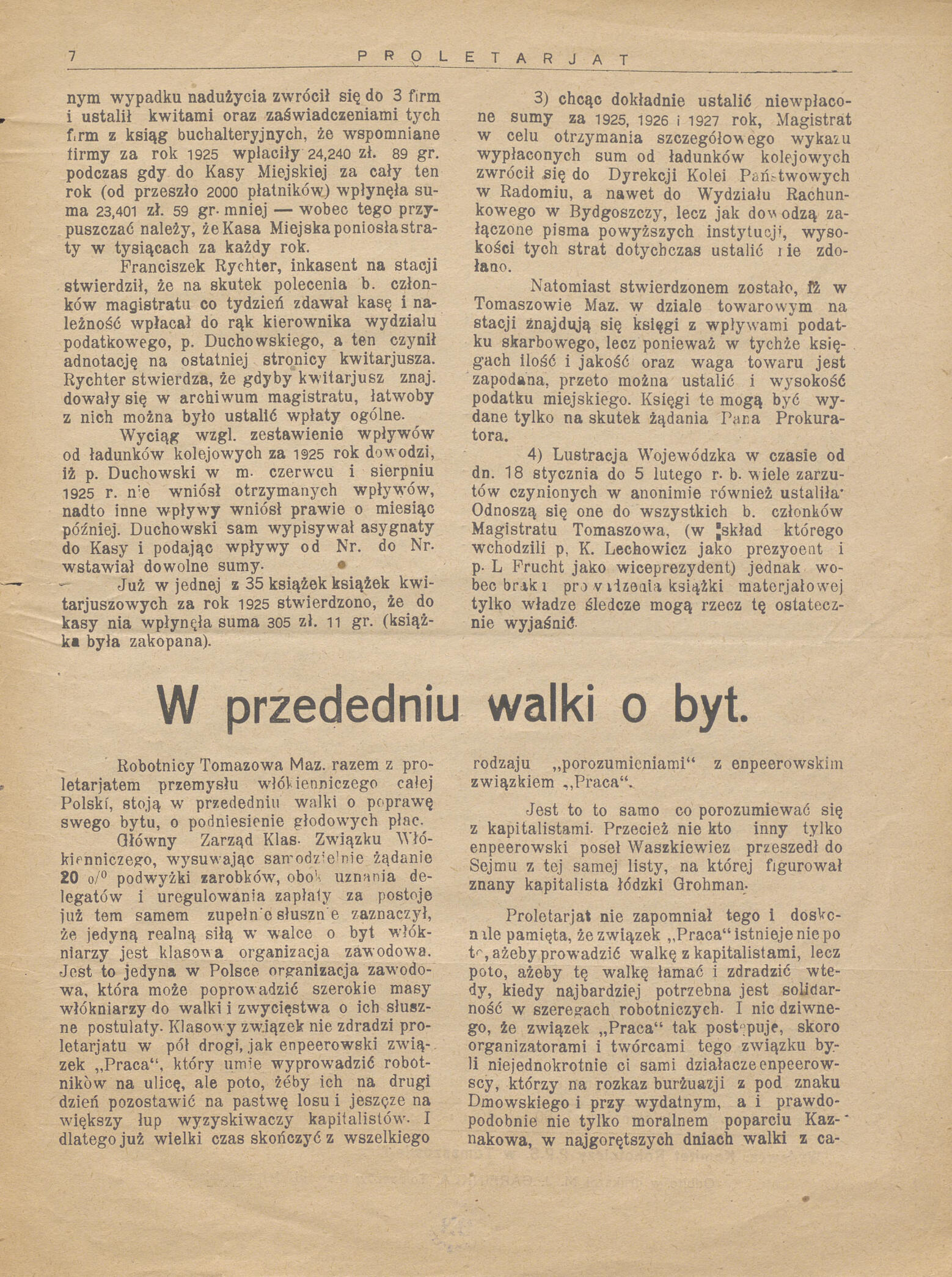 Proletarjat - dwutygodnik Tomaszowski - strona 7