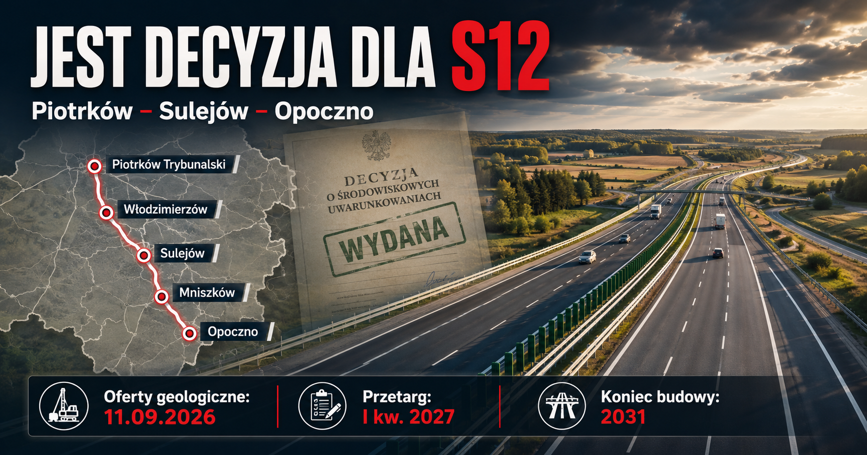S12 coraz bliżej, ale nie ta przez Tomaszów. Jest decyzja dla odcinka Piotrków